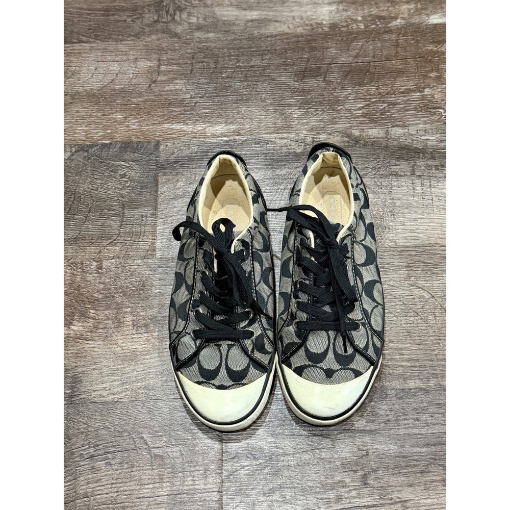 Coach Barrett Signature C Monogram Black Grey Canvas Sneakers P547 8B